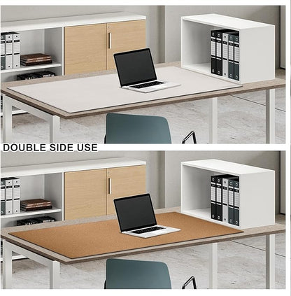 MAIDERN 43.3”x 19.6” Leather Desk Mat, Large Desk Pad, Cork & Leather Large Mouse pad for Desk, Waterproof Computer Desk Mat for Gaming Home Office (Cream) | Desk Pads Blotters - TrueDesk