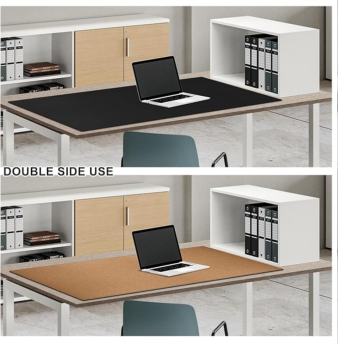 MAIDERN 43.3”x 19.6” Leather Desk Pad XXL, Large Desk Mat, Reversible Cork & Leather Large Mouse pad for Desk, Waterproof Computer Desk Pad for Gaming Home Office (Black) … | Desk Pads Blotters - TrueDesk