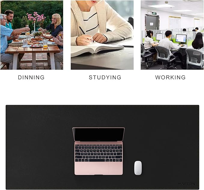 MAIDERN 43.3”x 19.6” Leather Desk Pad XXL, Large Desk Mat, Reversible Cork & Leather Large Mouse pad for Desk, Waterproof Computer Desk Pad for Gaming Home Office (Black) … | Desk Pads Blotters - TrueDesk