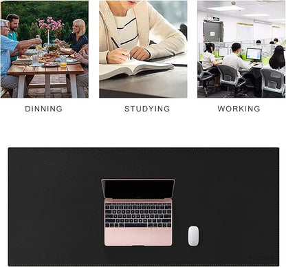 MAIDERN 43.3”x 19.6” Leather Desk Pad XXL, Large Desk Mat, Reversible Cork & Leather Large Mouse pad for Desk, Waterproof Computer Desk Pad for Gaming Home Office (Black) … | Desk Pads Blotters - TrueDesk