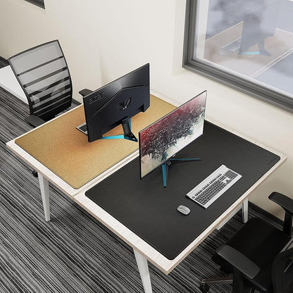 MAIDERN 43.3”x 27.5” Leather Desk Pad, Large Desk Mat, Reversible Cork & Leather Large Mouse pad for Desk, Waterproof Computer Desk Pad for Gaming Home Office (Black) | Desk Pads Blotters - TrueDesk