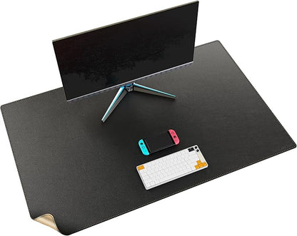 MAIDERN 43.3”x 27.5” Leather Desk Pad, Large Desk Mat, Reversible Cork & Leather Large Mouse pad for Desk, Waterproof Computer Desk Pad for Gaming Home Office (Black) | Desk Pads Blotters - TrueDesk