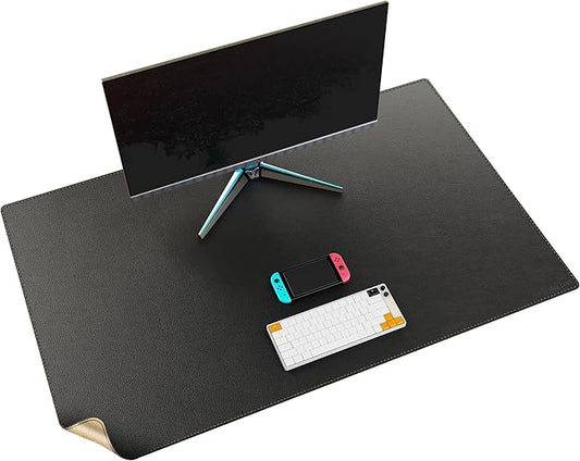 MAIDERN 43.3”x 27.5” Leather Desk Pad, Large Desk Mat, Reversible Cork & Leather Large Mouse pad for Desk, Waterproof Computer Desk Pad for Gaming Home Office (Black) | Desk Pads Blotters - TrueDesk