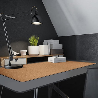 MAIDERN 47.2" x 15.7" Cork & Leather Desk Pad, Large XXL Mat, Full Mouse Pad, Dual Sided Protector for Gaming Home Office (Black) | Desk Pads Blotters - TrueDesk