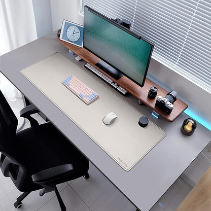 MAIDERN 47.2" x 15.7" Cork & Leather Desk Pad, Large XXL Mat, Full Mouse Pad, Dual Sided Protector for Gaming Home Office (Cream) | Desk Pads Blotters - TrueDesk