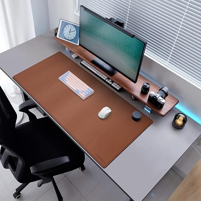 MAIDERN 47.2" x 23.6" XXL Cork & Leather Desk Mat, Full Desk Mouse Pad, Dual Sided, Gaming & Home Office (Brown) | Desk Pads Blotters - TrueDesk