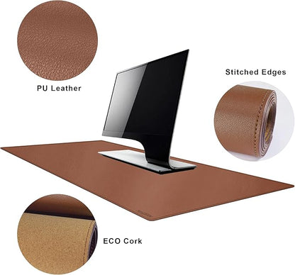 MAIDERN 47.2" x 23.6" XXL Cork & Leather Desk Mat, Full Desk Mouse Pad, Dual Sided, Gaming & Home Office (Brown) | Desk Pads Blotters - TrueDesk
