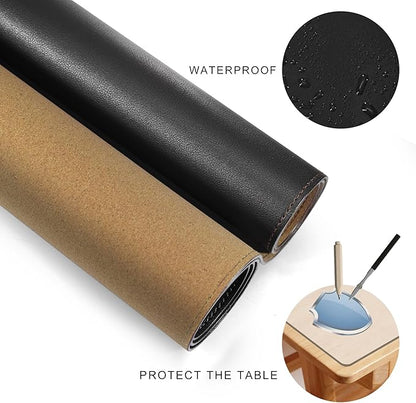 MAIDERN 47.2" x 23.6" XXL Cork & Leather Desk Mat, Reversible Full Desk Mouse Pad Protector (Black) | Desk Pads Blotters - TrueDesk