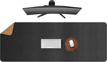 MAIDERN 51.2”x 19.6” Leather Desk Pad, Large Desk Mat, Reversible Cork & Leather Large Mouse pad for Desk, Waterproof Computer Desk Pad for Gaming Home Office (Black) … | Desk Pads Blotters - TrueDesk