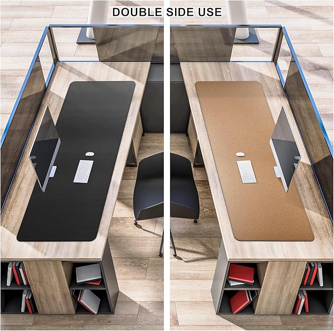MAIDERN 51.2”x 19.6” Leather Desk Pad, Large Desk Mat, Reversible Cork & Leather Large Mouse pad for Desk, Waterproof Computer Desk Pad for Gaming Home Office (Black) … | Desk Pads Blotters - TrueDesk