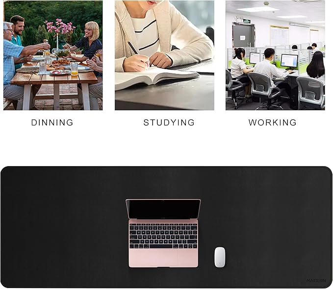 MAIDERN 51.2”x 19.6” Leather Desk Pad, Large Desk Mat, Reversible Cork & Leather Large Mouse pad for Desk, Waterproof Computer Desk Pad for Gaming Home Office (Black) … | Desk Pads Blotters - TrueDesk