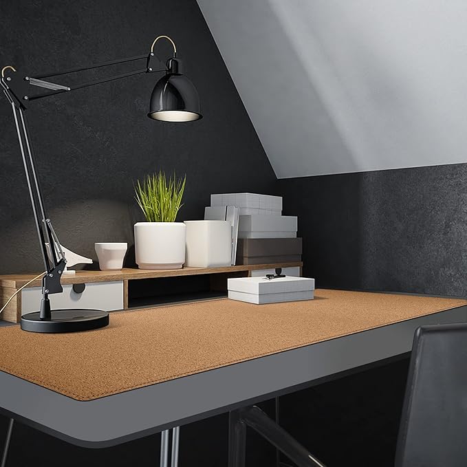 MAIDERN 55' x 15.7' Cork & Leather Desk Mat, XXL Dual Sided Desk Pad Protector for Gaming & Home Office (Black) | Desk Pads Blotters - TrueDesk