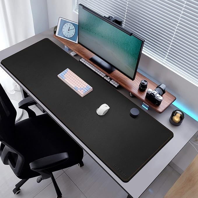 MAIDERN 55” x 24” Cork & Leather Desk Pad, Large XXL Desk Mat, Full Desk Mouse Pad, Dual Sided Desk Pad, Desk Pad Protector for Gaming Home Office (Black) | Desk Pads Blotters - TrueDesk