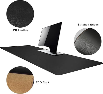 MAIDERN 55” x 24” Cork & Leather Desk Pad, Large XXL Desk Mat, Full Desk Mouse Pad, Dual Sided Desk Pad, Desk Pad Protector for Gaming Home Office (Black) | Desk Pads Blotters - TrueDesk