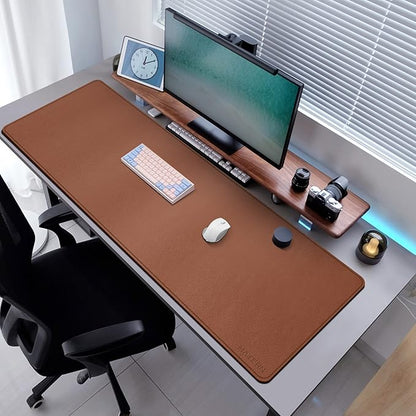 MAIDERN 55" x 24" Cork & Leather Desk Pad, Large XXL Mat, Full Mouse Pad, Dual Sided Protector for Gaming Home Office (Brown) | Desk Pads Blotters - TrueDesk