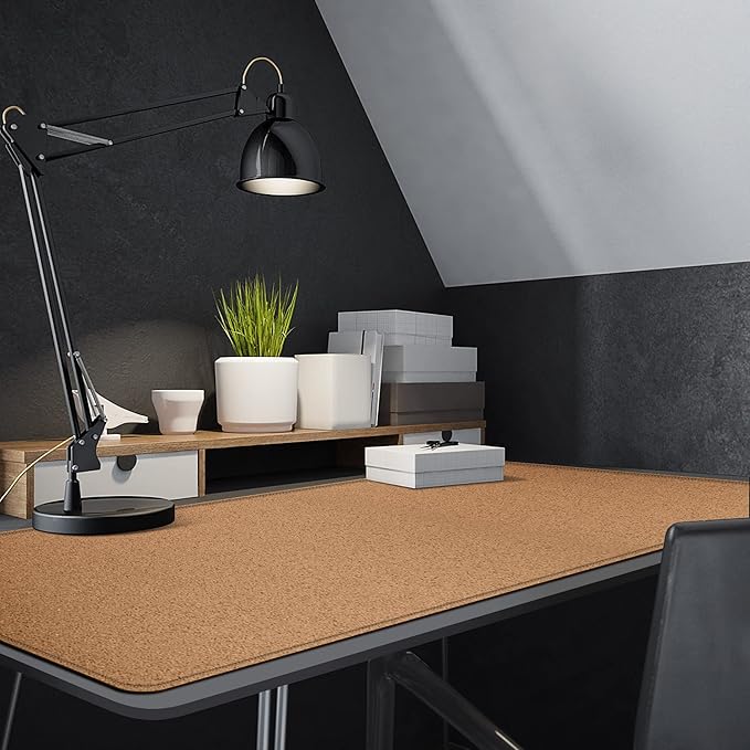 MAIDERN 55" x 24" Cork & Leather Desk Pad, Large XXL Mat, Full Mouse Pad, Dual Sided Protector for Gaming Home Office (Brown) | Desk Pads Blotters - TrueDesk