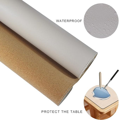 MAIDERN 55" x 24" Cork & Leather Desk Pad, Large XXL Mat, Full Mouse Pad, Dual Sided Protector for Gaming Home Office (Cream) | Desk Pads Blotters - TrueDesk