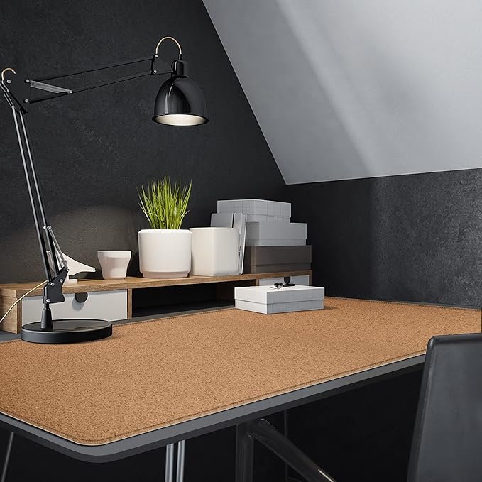 MAIDERN 55" x 24" Cork & Leather Desk Pad, Large XXL Mat, Full Mouse Pad, Dual Sided Protector for Gaming Home Office (Cream) | Desk Pads Blotters - TrueDesk