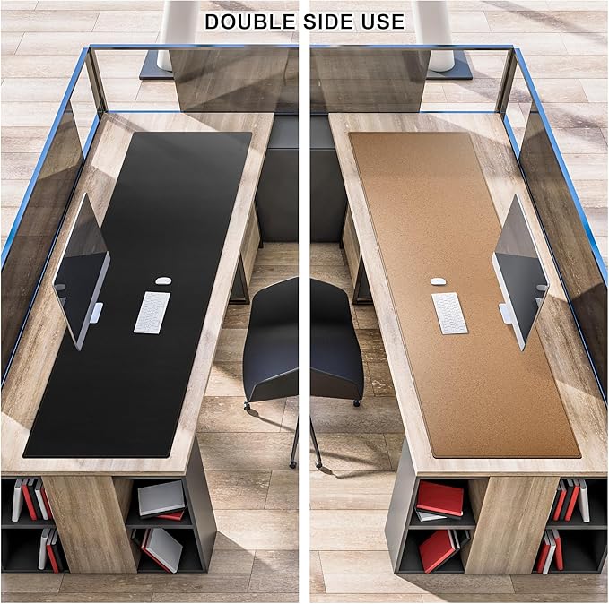 MAIDERN 59”x 19.6” Leather Desk Pad, Large Desk Mat, Reversible Cork & Leather Large Mouse pad for Desk, Waterproof Computer Desk Pad for Gaming Home Office (Black) … | Mouse Pads - TrueDesk