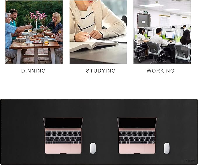 MAIDERN 59”x 19.6” Leather Desk Pad, Large Desk Mat, Reversible Cork & Leather Large Mouse pad for Desk, Waterproof Computer Desk Pad for Gaming Home Office (Black) … | Mouse Pads - TrueDesk