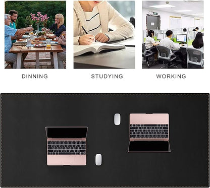 MAIDERN 59”x 27.5” Leather Desk Mat XL, Large Desk Pad, Reversible Cork & Leather Large Mouse pad for Desk, Waterproof Computer Desk Mat for Gaming Home Office (Black) | Desk Pads Blotters - TrueDesk