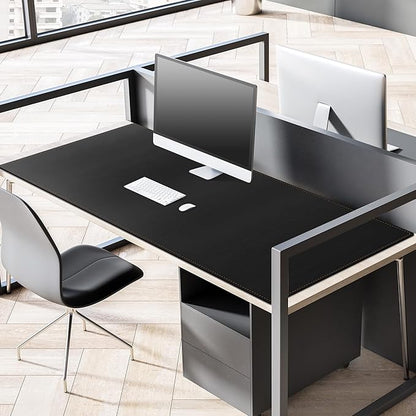 MAIDERN 59”x 27.5” Leather Desk Mat XL, Large Desk Pad, Reversible Cork & Leather Large Mouse pad for Desk, Waterproof Computer Desk Mat for Gaming Home Office (Black) | Desk Pads Blotters - TrueDesk