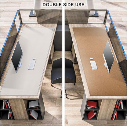 MAIDERN 59”x 27.5” Leather Desk Pad, Large Desk Mat, Cork & Leather Large Mouse pad for Desk, Waterproof Computer Desk Pad for Gaming Home Office (Cream) | Mouse Pads - TrueDesk