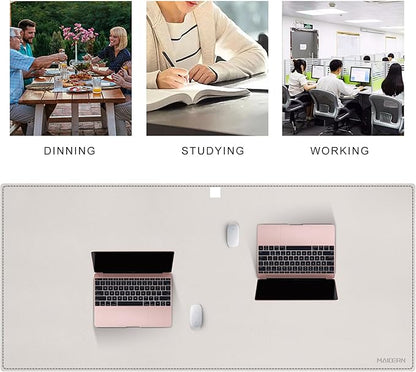 MAIDERN 59”x 27.5” Leather Desk Pad, Large Desk Mat, Cork & Leather Large Mouse pad for Desk, Waterproof Computer Desk Pad for Gaming Home Office (Cream) | Mouse Pads - TrueDesk