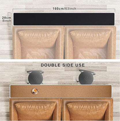 MAIDERN 63” x 7.9” Narrow Table Cover, Reversible Leather & Cork Console Table Mat, Long Slim Table Protector for Sofa Table, Entryway, Sideboard, Hallway, or Buffet Table (Black) | Tablecloths - TrueDesk