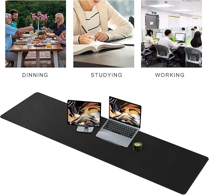 MAIDERN 63”x 15.7” Leather Desk Pad XXL, Large Desk Mat, Cork & Leather Large Mouse pad for Desk, Waterproof Computer Desk Pad for Gaming Home Office (Black) … | Mouse Pads - TrueDesk