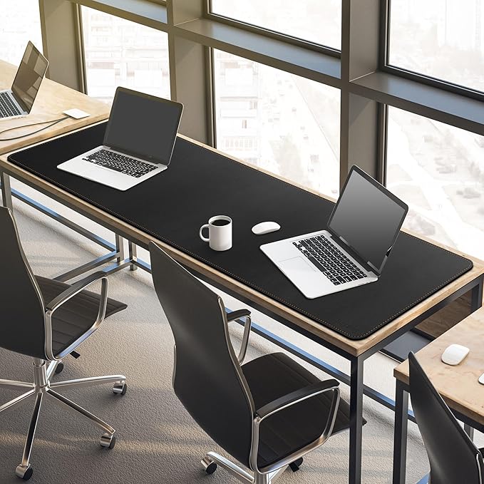 MAIDERN 63”x 15.7” Leather Desk Pad XXL, Large Desk Mat, Cork & Leather Large Mouse pad for Desk, Waterproof Computer Desk Pad for Gaming Home Office (Black) … | Mouse Pads - TrueDesk