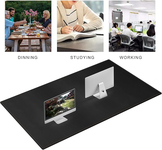 MAIDERN 63”x 31.5” Leather Desk Mat XXL, Large Desk Pad, Reversible Cork & Leather Large Mouse pad for Desk, Waterproof Computer Desk Mat for Gaming Home Office (Black) … | Desk Pads Blotters - TrueDesk