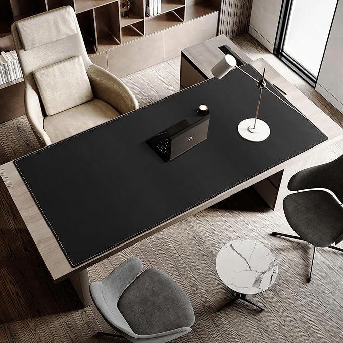 MAIDERN 63”x 31.5” Leather Desk Mat XXL, Large Desk Pad, Reversible Cork & Leather Large Mouse pad for Desk, Waterproof Computer Desk Mat for Gaming Home Office (Black) … | Desk Pads Blotters - TrueDesk
