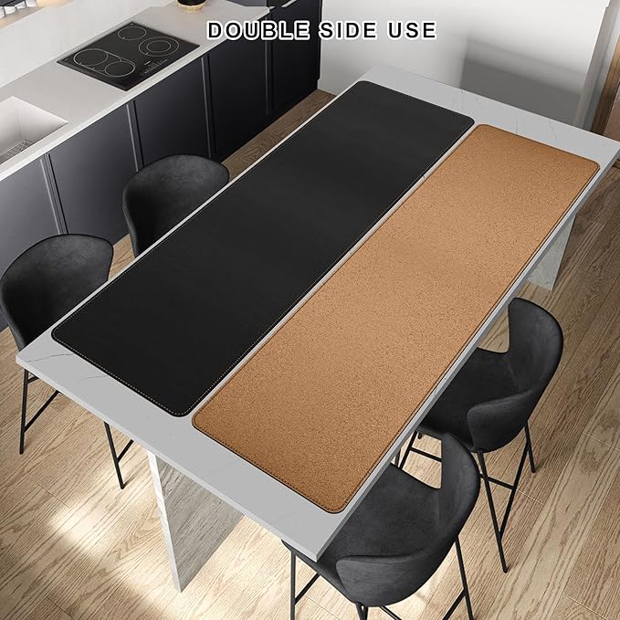 MAIDERN 67” x 19.6” Desk Pad, Large Desk Mat, Cork & Leather Large Mouse pad for Desk, Waterproof Computer Desk Pad for Gaming Home Office (Black) … | Desk Pads Blotters - TrueDesk