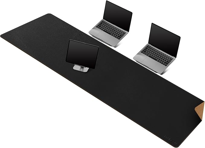 MAIDERN 67” x 19.6” Desk Pad, Large Desk Mat, Cork & Leather Large Mouse pad for Desk, Waterproof Computer Desk Pad for Gaming Home Office (Black) … | Desk Pads Blotters - TrueDesk