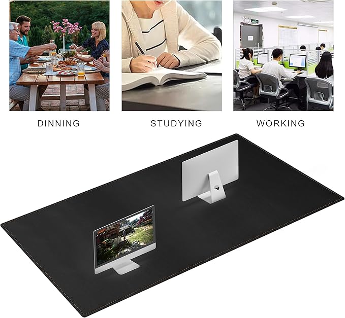 MAIDERN 67”x 27.5” Leather Desk Mat XXL, Large Desk Pad, Reversible Cork & Leather Large Mouse pad for Desk, Waterproof Computer Desk Mat for Gaming Home Office (Black) | Desk Pads Blotters - TrueDesk
