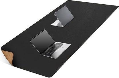 MAIDERN 67”x 27.5” Leather Desk Mat XXL, Large Desk Pad, Reversible Cork & Leather Large Mouse pad for Desk, Waterproof Computer Desk Mat for Gaming Home Office (Black) | Desk Pads Blotters - TrueDesk