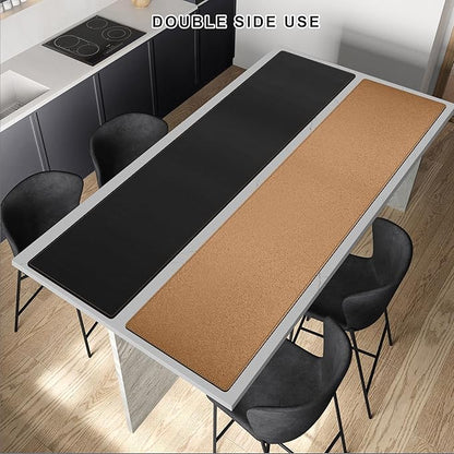MAIDERN 70.8”x 15.7” Leather Desk Pad, Large Desk Mat, Cork & Leather Large Mouse pad for Desk, Waterproof Computer Desk Pad for Gaming Home Office (Black) | Desk Pads Blotters - TrueDesk