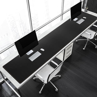 MAIDERN 70.8”x 15.7” Leather Desk Pad, Large Desk Mat, Cork & Leather Large Mouse pad for Desk, Waterproof Computer Desk Pad for Gaming Home Office (Black) | Desk Pads Blotters - TrueDesk