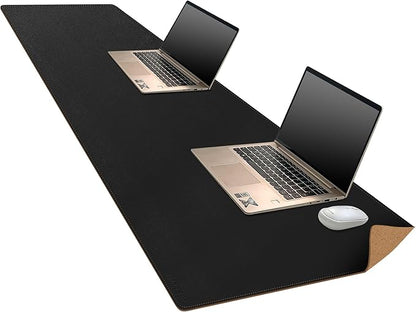 MAIDERN 70.8”x 15.7” Leather Desk Pad, Large Desk Mat, Cork & Leather Large Mouse pad for Desk, Waterproof Computer Desk Pad for Gaming Home Office (Black) | Desk Pads Blotters - TrueDesk