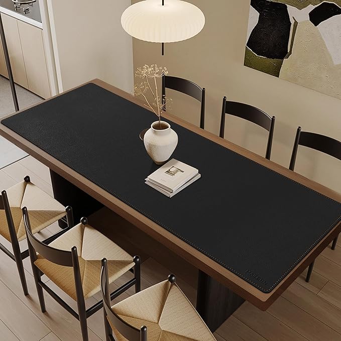 MAIDERN 70.8”x 23.6” Leather Desk Mat XXL, Large Desk Pad, Reversible Cork & Leather Large Mouse pad for Desk, Waterproof Computer Desk Mat for Gaming Home Office (Black) … | Desk Pads Blotters - TrueDesk