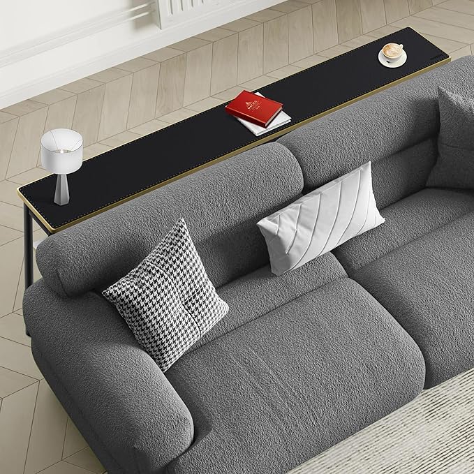 MAIDERN 70.9” x 7.9” Narrow Table Cover, Reversible Leather & Cork Console Table Mat, Long Slim Table Protector for Sofa Table, Entryway, Sideboard, Hallway, or Buffet Table (Black) | Tablecloths - TrueDesk