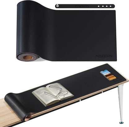 MAIDERN 70.9” x 7.9” Narrow Table Cover, Reversible Leather & Cork Console Table Mat, Long Slim Table Protector for Sofa Table, Entryway, Sideboard, Hallway, or Buffet Table (Black) | Tablecloths - TrueDesk