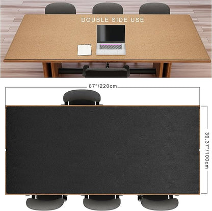 MAIDERN Cork & Leather Desk Mat – 86.6"x40" Large Office Desk Blotter Pad – Waterproof Surface Desk Blotter Pad (Black) | Desk Pads Blotters - TrueDesk