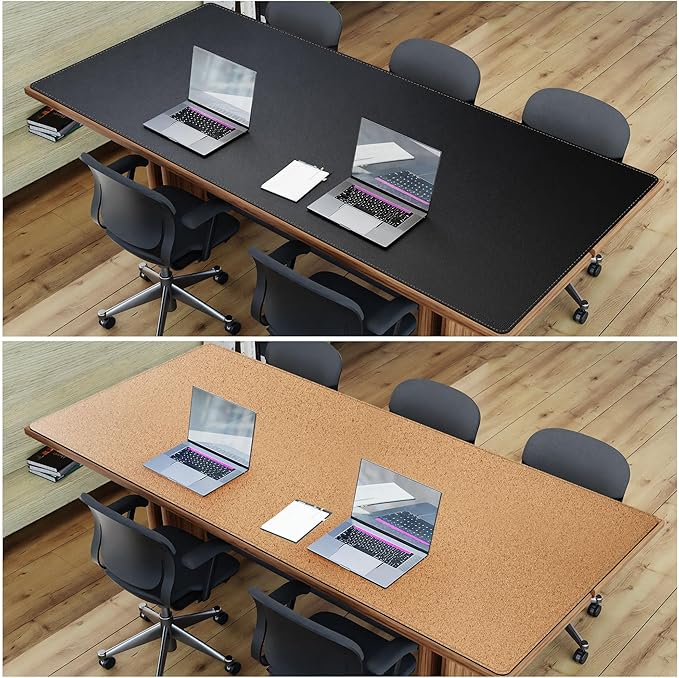 MAIDERN Cork & Leather Desk Mat – 86.6"x40" Large Office Desk Blotter Pad – Waterproof Surface Desk Blotter Pad (Black) | Desk Pads Blotters - TrueDesk