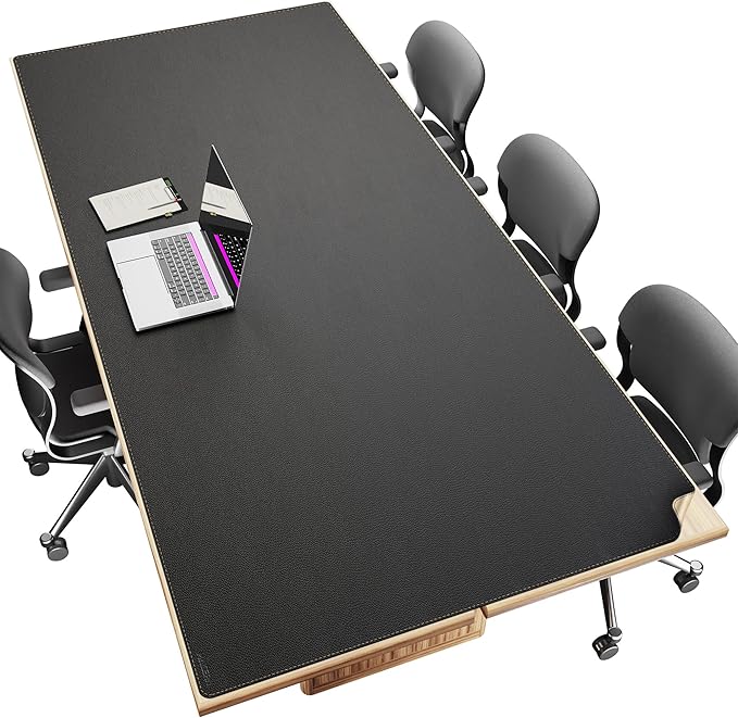 MAIDERN Cork & Leather Desk Mat – 86.6"x40" Large Office Desk Blotter Pad – Waterproof Surface Desk Blotter Pad (Black) | Desk Pads Blotters - TrueDesk