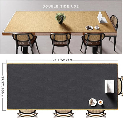 MAIDERN Cork & Leather Desk Mat – 94.5"x40" Large Office Desk Blotter Pad – Waterproof Surface Desk Blotter Pad (Black) | Desk Pads Blotters - TrueDesk