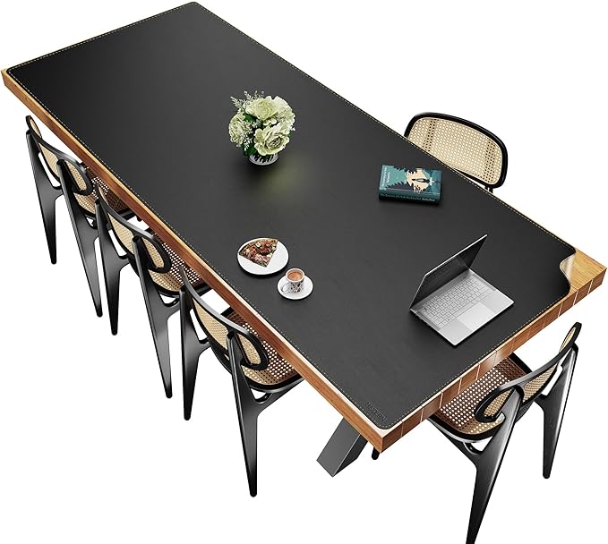 MAIDERN Cork & Leather Desk Mat – 94.5"x40" Large Office Desk Blotter Pad – Waterproof Surface Desk Blotter Pad (Black) | Desk Pads Blotters - TrueDesk