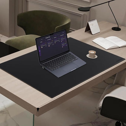 MAIDERN Leather Desk Mat, 31.5” x 24” Reversible Large Desk Pad Mat, Cork & Leather Large Mouse pad for Desk, Waterproof Computer Desk Mat for Gaming Home Office (Black) | Desk Pads Blotters - TrueDesk