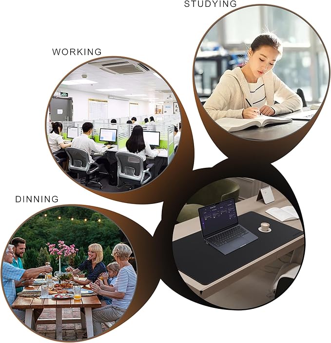 MAIDERN Leather Desk Mat, 35.4” x 19.6” Reversible Large Desk Pad Mat, Cork & Leather Large Mouse pad for Desk, Waterproof Computer Desk Mat for Gaming Home Office (Black) | Desk Pads Blotters - TrueDesk